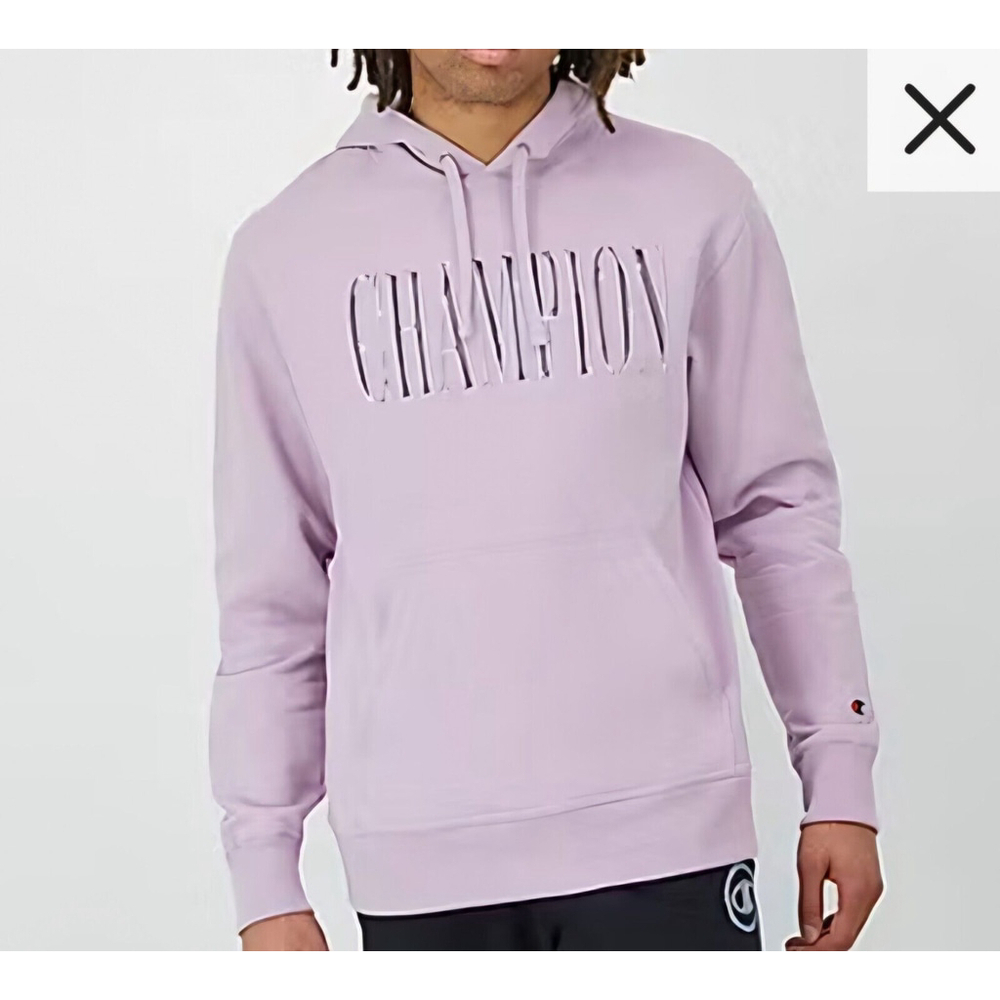 Champion Purple Powerblend Fleece Mens Long Sleeve Hoodie Small Chrome Logo